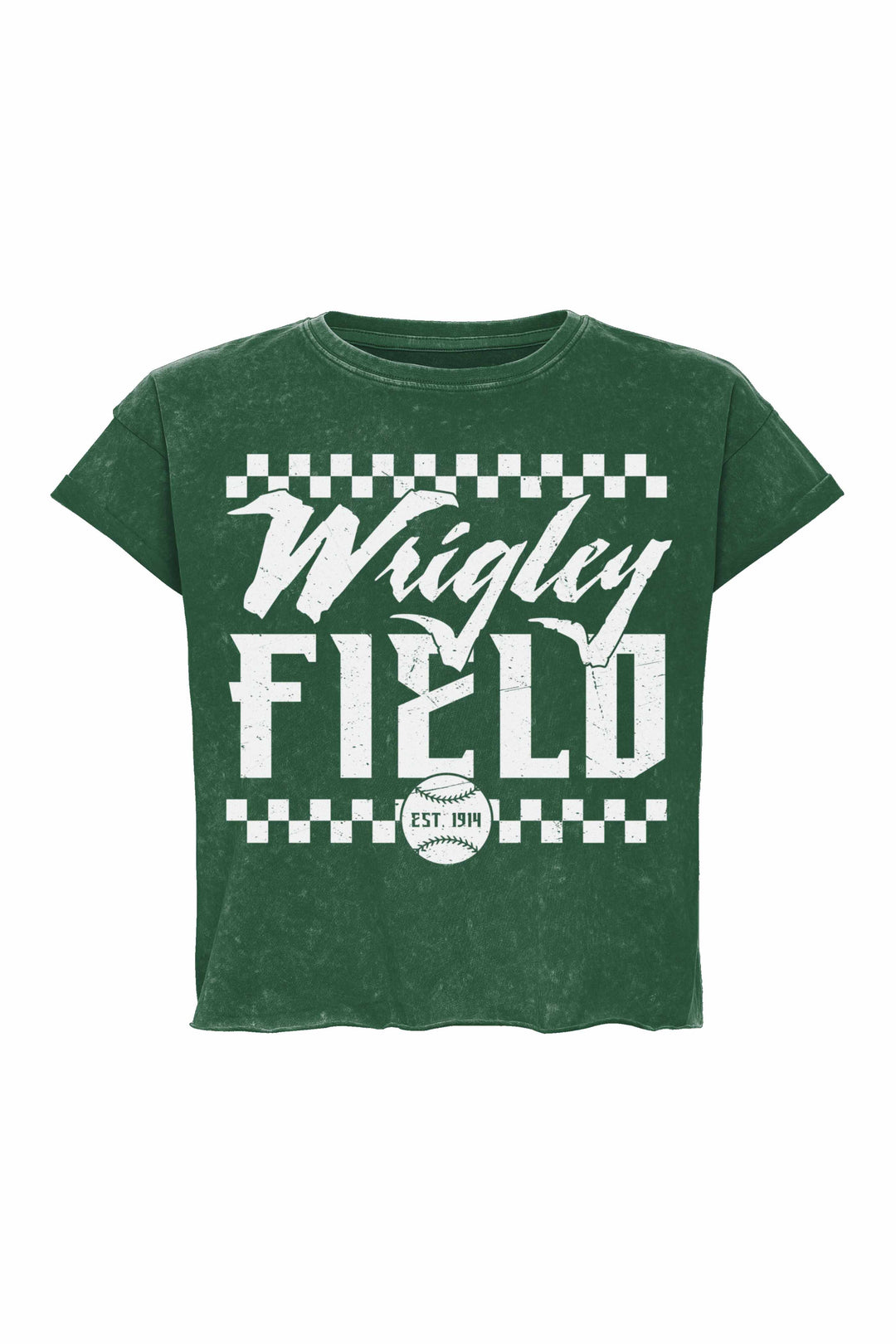 Wrigley Field Check Gwen Women's Crop Tee Green by Sportiqe