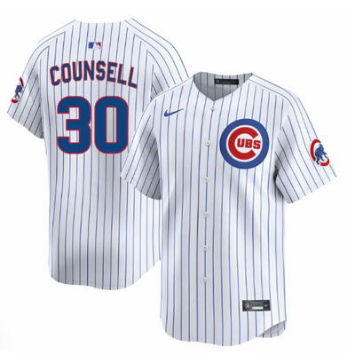 CHICAGO CUBS CRAIG COUNSELL LIMITED PINSTRIPE HOME JERSEY