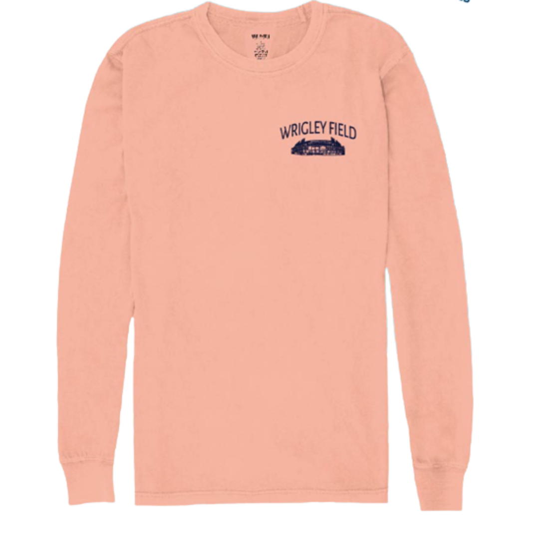WRIGLEY FIELD STADIUM PINK LONG SLEEVE TEE Ivy Shop wrigley-field-stadium-pink-long-sleeve-tee-ivy-shop