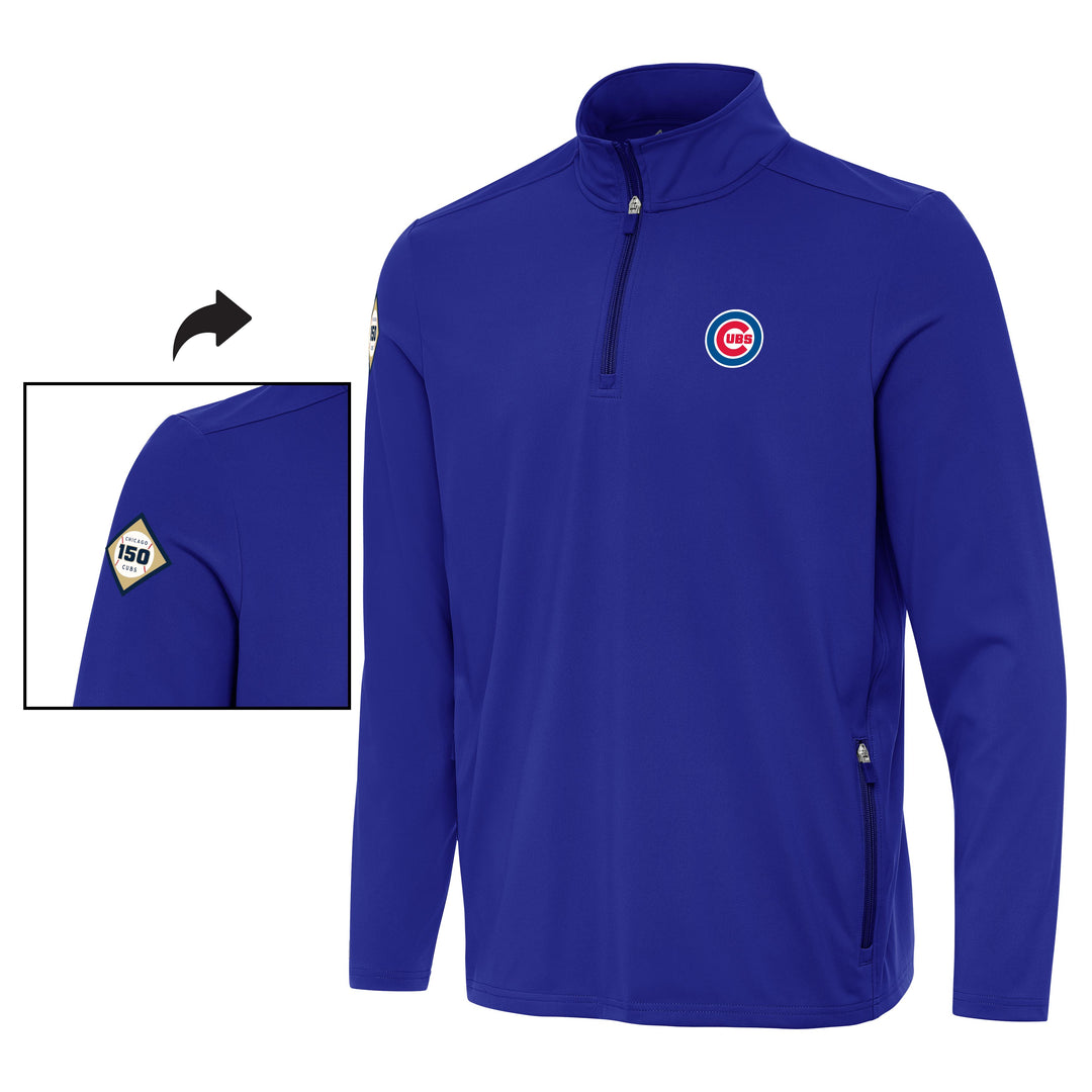 Chicago Cubs C Logo 150th Anniversary Royal Quarter-Zip Pullover by Antigua Jackets Antigua