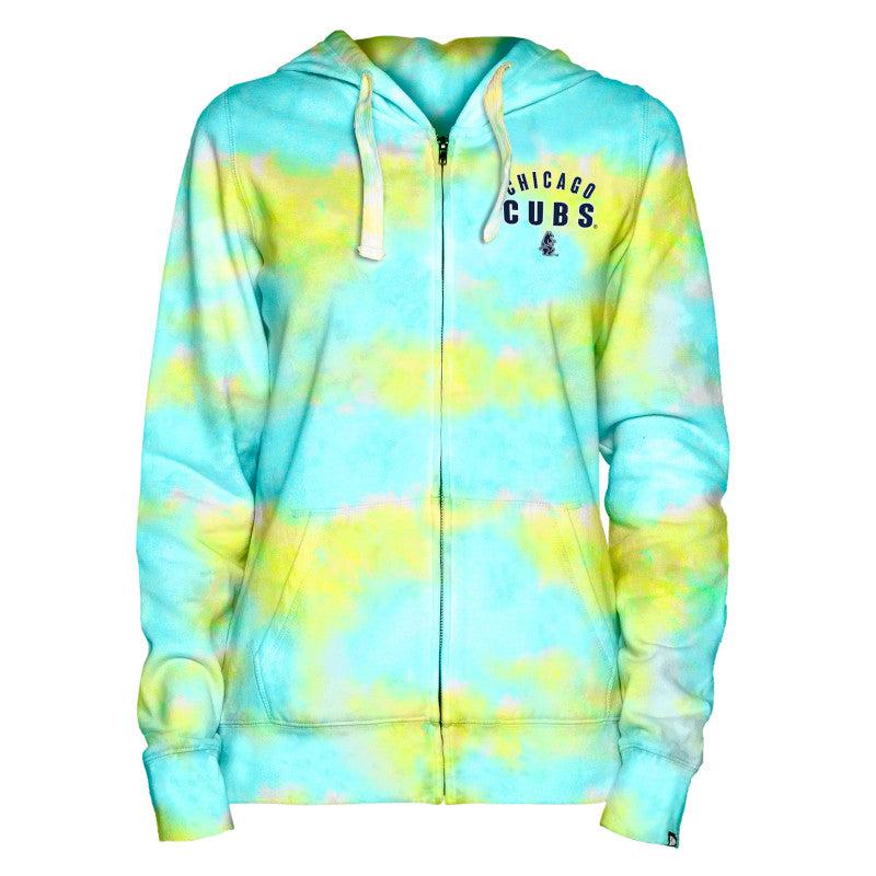 CHICAGO CUBS NEW ERA WOMEN'S TEAL TIE DYE HOODIE