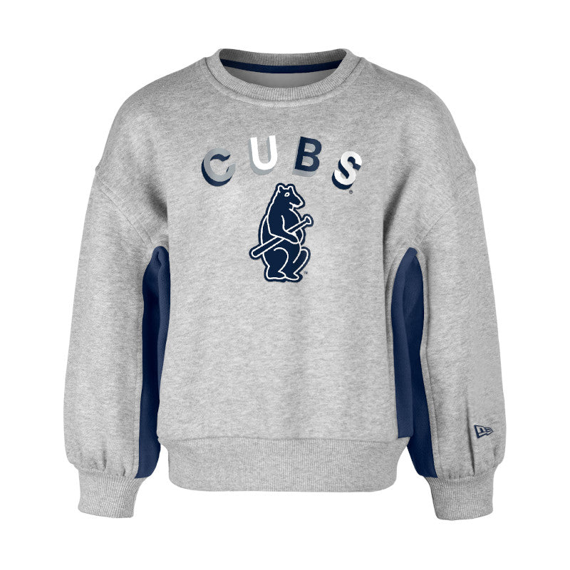 CHICAGO CUBS NEW ERA YOUTH 1914 LOGO PUFF SLEEVE GRAY CREW