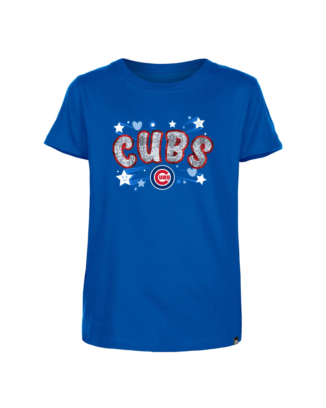 Chicago Cubs Girls Sequin Script Crop Royal Youth Tee by New Era Kids T-Shirt NEW ERA CAP COMPANY INC