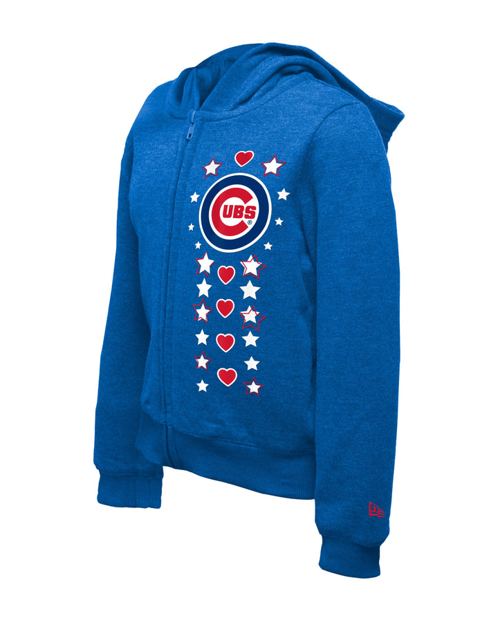 Chicago Cubs Logo Girls Heart Full Zip Royal Youth Hoodie by New Era Sweatshirts & Hoodies NEW ERA CAP COMPANY INC