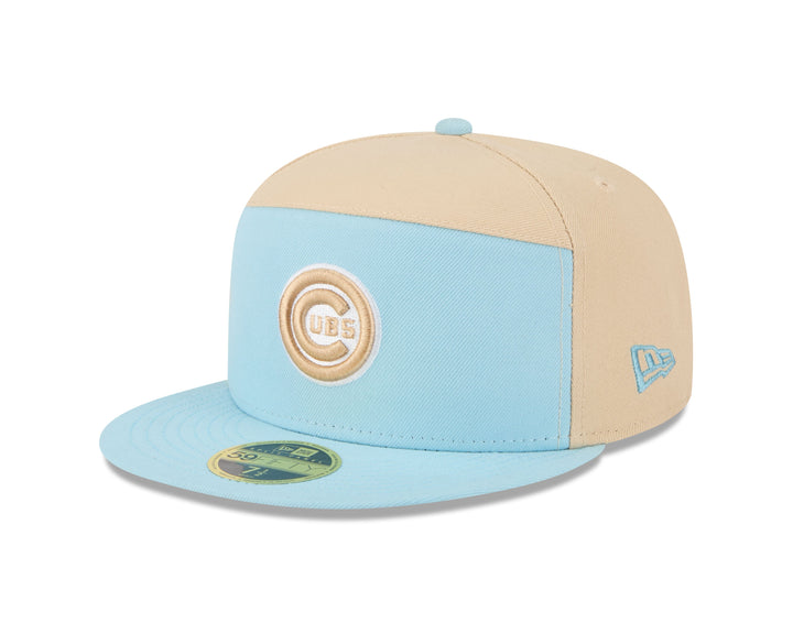 Chicago Cubs Logo 2-Tone Color Pack 59FIFTY Blue Tan Cap by New Era Caps New Era