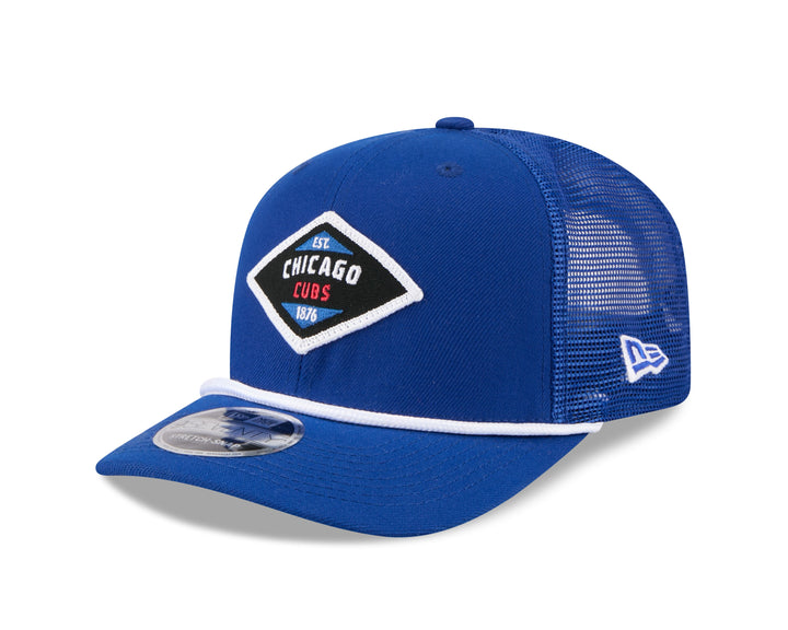 Chicago Cubs Patch Trucker 9SEVENTY Snapback Blue Cap by New Era Caps New Era