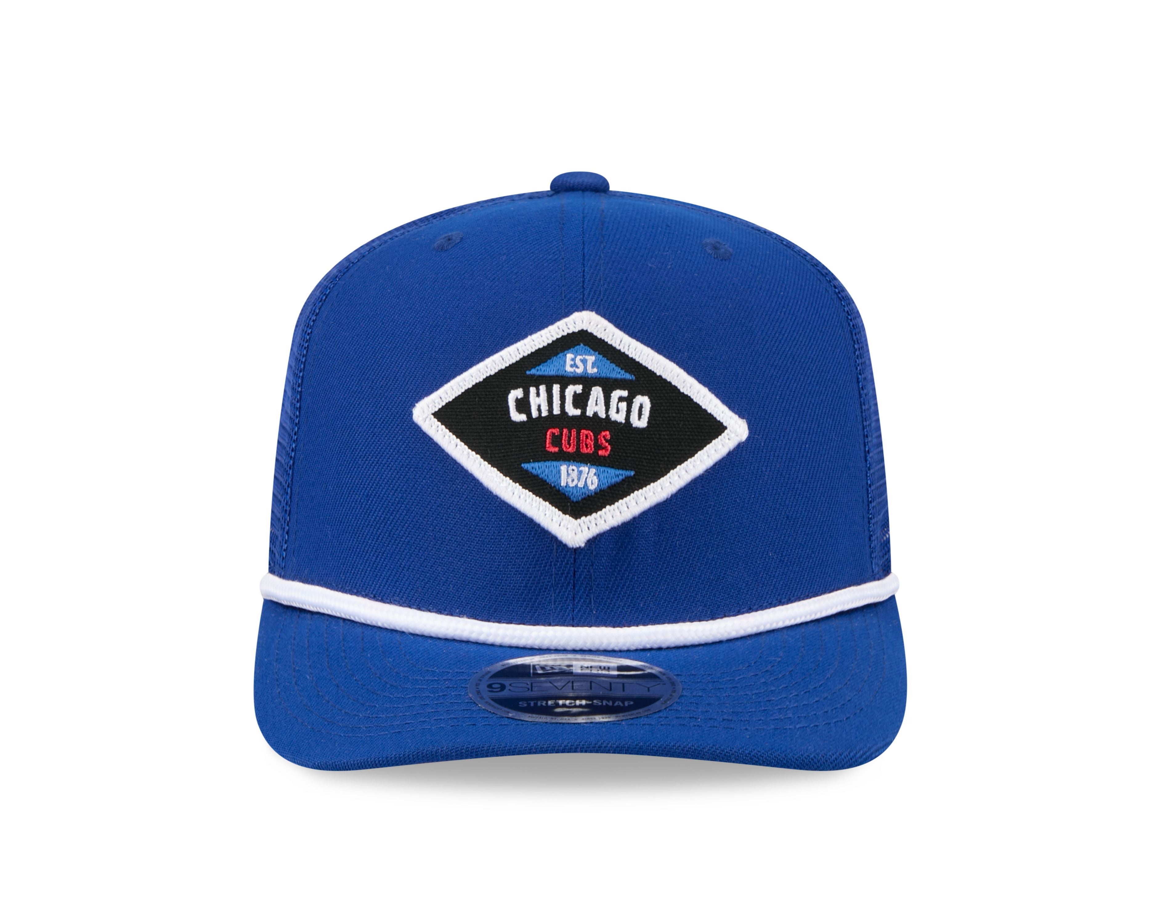 Chicago Cubs Patch Trucker 9SEVENTY Snapback Blue Cap by New Era