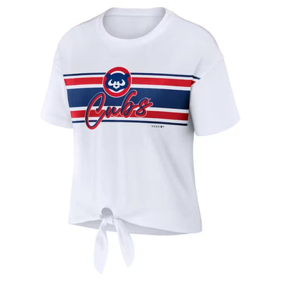 CHICAGO CUBS WEAR BY ERIN ANDREWS WOMEN'S 1984 LOGO TIE FRONT TEE