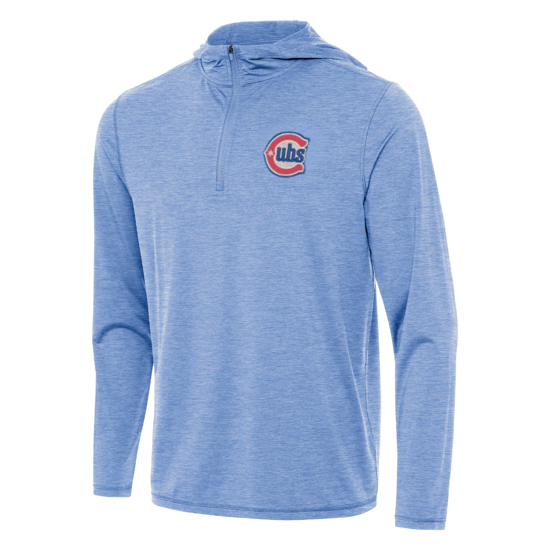 Chicago Cubs Alt Logo Light Blue Tidy Quarter Zip by Antigua Sweatshirts & Hoodies ANTIGUA