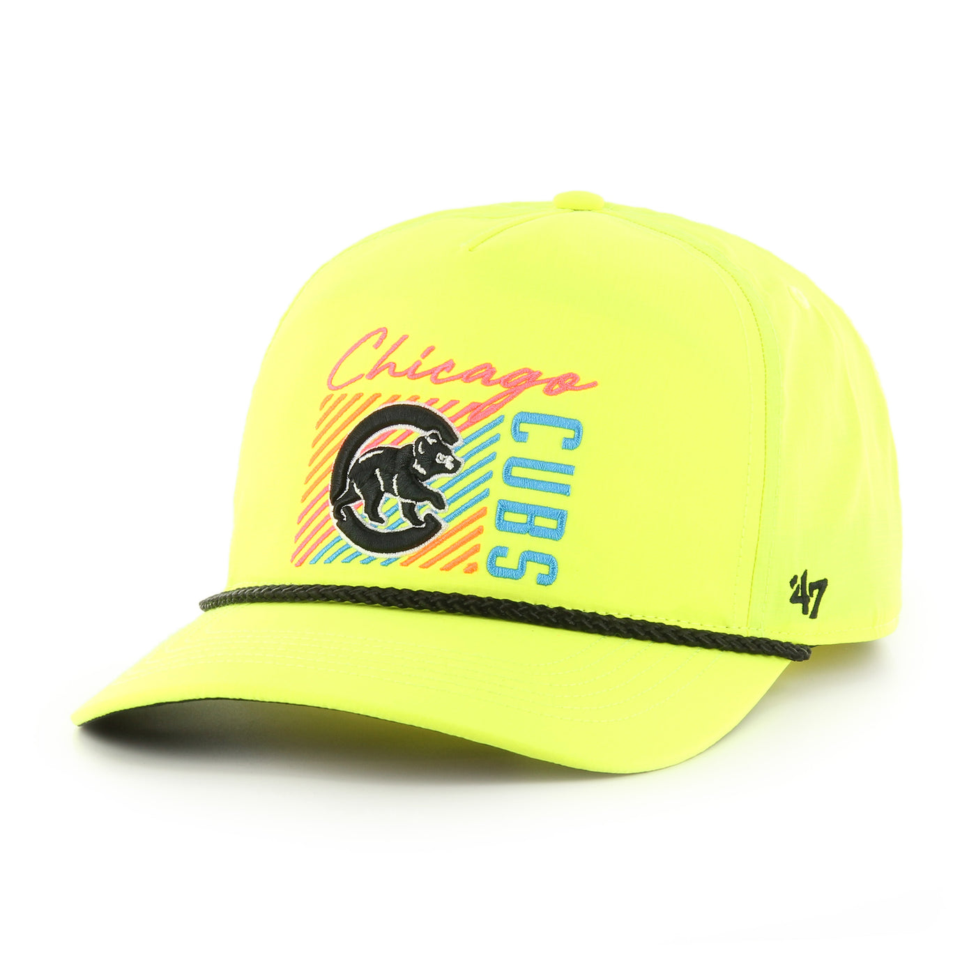 CHICAGO CUBS '47 HITCH WALKING BEAR NEON YELLOW SNAPBACK ROPE CAP