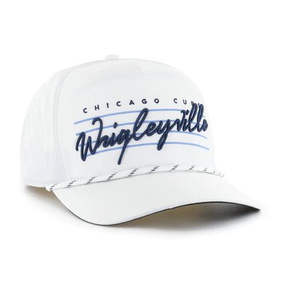 CHICAGO CUBS '47 HITCH CITY CONNECT WRIGLEYVILLE WHITE SNAPBACK ROPE CAP