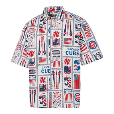 CHICAGO CUBS REYN SPOONER MEN'S AMERICANA WHITE HAWAIIAN SHIRT