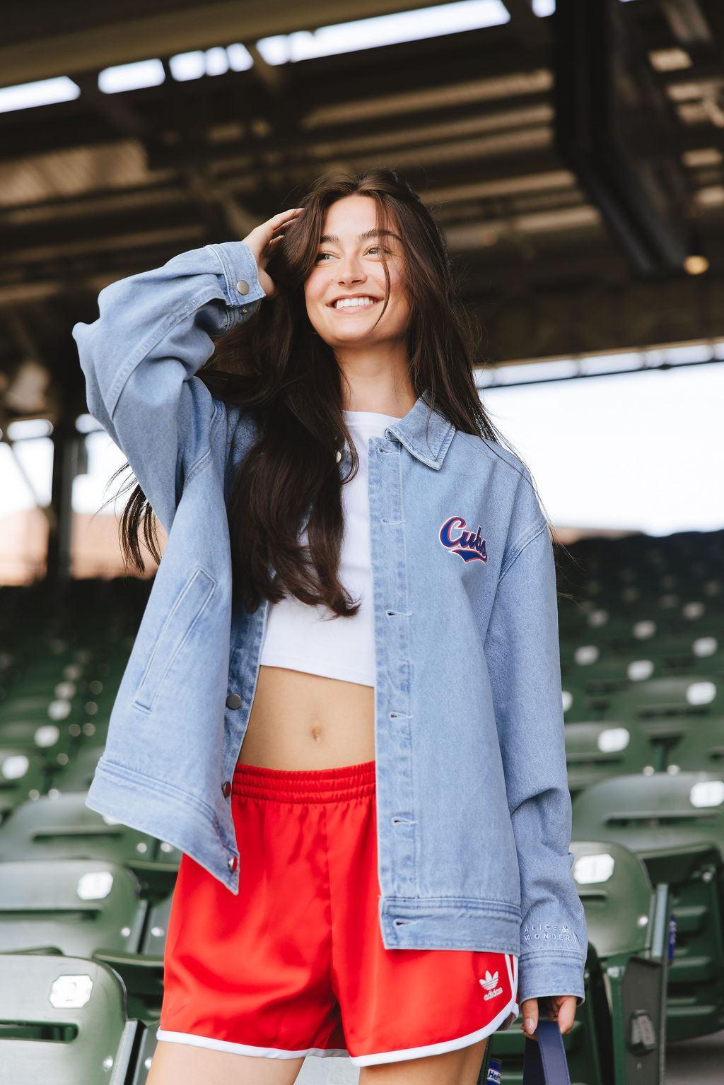Chicago Cubs X Alice & Wonder Women's Denim Jacket Jackets & Outerwear Alice & Wonder