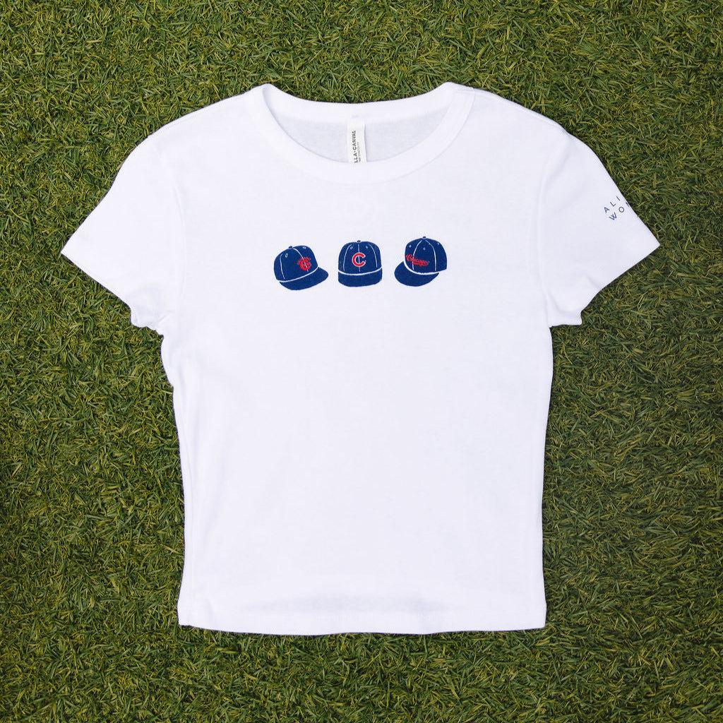 Chicago Cubs X Alice & Wonder Women's Triple Hat Baby Tee Alice & Wonder