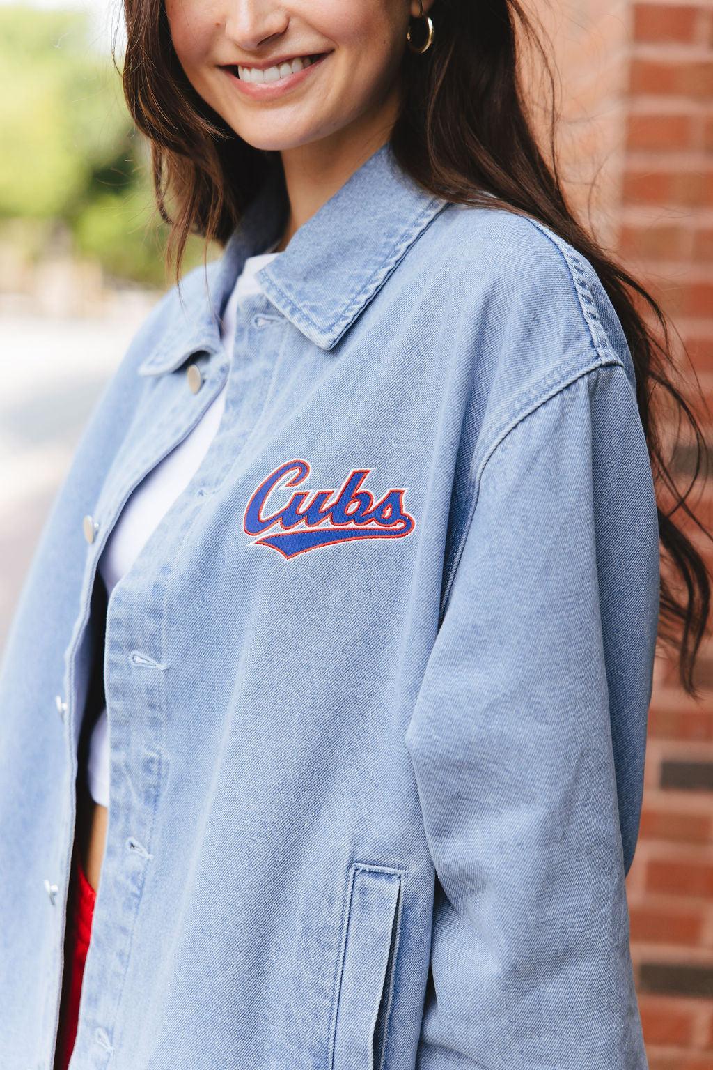 Chicago Cubs X Alice & Wonder Women's Denim Jacket Jackets & Outerwear Alice & Wonder