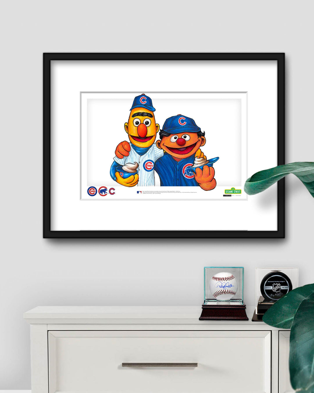 Bert and Ernie x MLB Cubs Limited Edition Art Print by S. Preston Art + Designs Art Print S. Preston Art + Designs