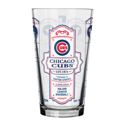CHICAGO CUBS BULLSEYE LOGO BARTENDER PINT GLASS
