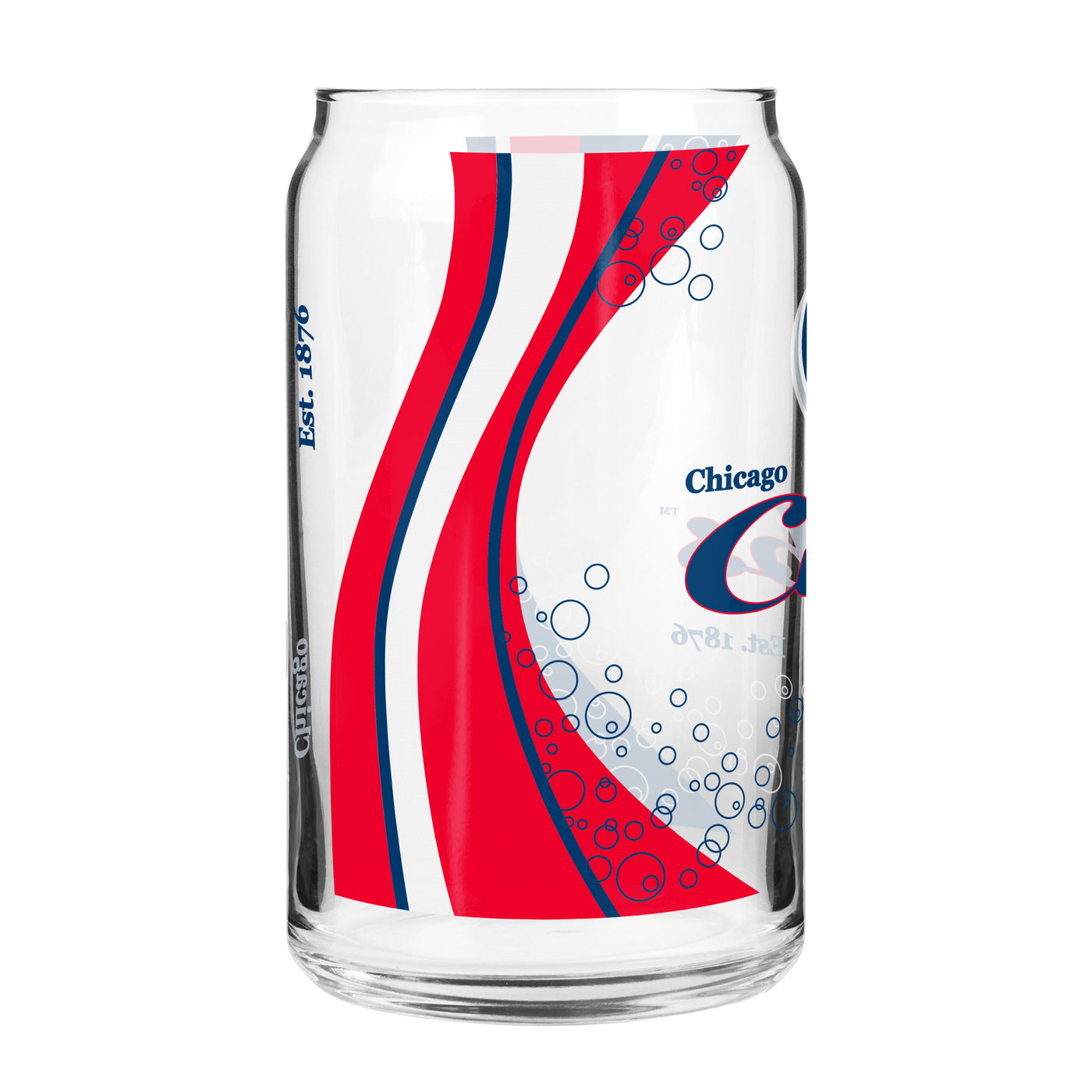 CHICAGO CUBS BULLSEYE LOGO CAN WAVES GLASS