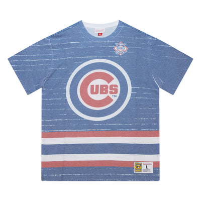 CHICAGO CUBS MITCHELL & NESS MEN'S BULLSEYE JUMBO LOGO FADED TEE