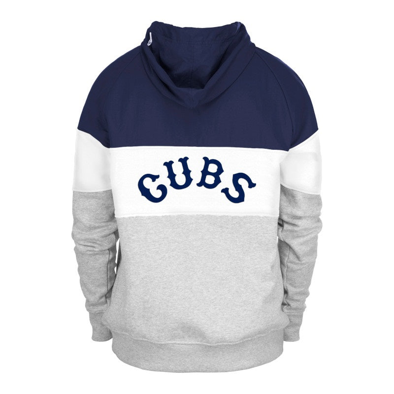 CHICAGO CUBS NEW ERA MEN'S 1914 GREY AND BLUE QUARTER ZIP HOODIE