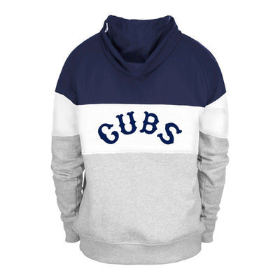 CHICAGO CUBS NEW ERA MEN'S 1914 GREY AND BLUE QUARTER ZIP HOODIE