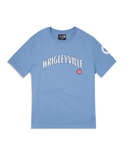 CHICAGO CUBS NEW ERA MEN'S CITY CONNECT WRIGLEYVILLE LIGHT BLUE TEE