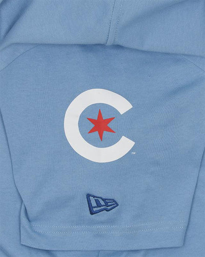 CHICAGO CUBS NEW ERA MEN'S CITY CONNECT WRIGLEYVILLE LIGHT BLUE TEE
