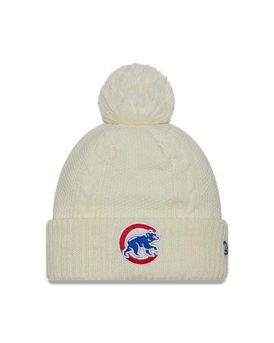 CHICAGO CUBS NEW ERA WALKING BEAR CREAM CABLE KNIT CAP