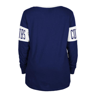 CHICAGO CUBS NEW ERA WOMEN'S 1914 NAVY LACE UP LONG SLEEVE TEE