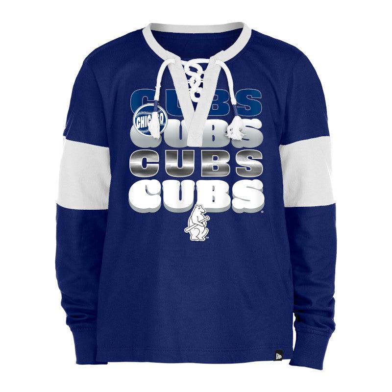 CHICAGO CUBS NEW ERA YOUTH 1914 NAVY LACE UP LONG SLEEVE TEE