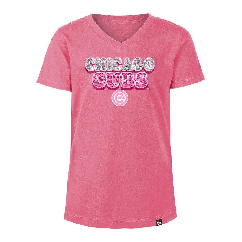 CHICAGO CUBS NEW ERA YOUTH C LOGO PINK TEE