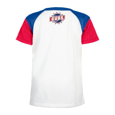 CHICAGO CUBS NEW ERA YOUTH C LOGO WHITE RAGLAN TEE