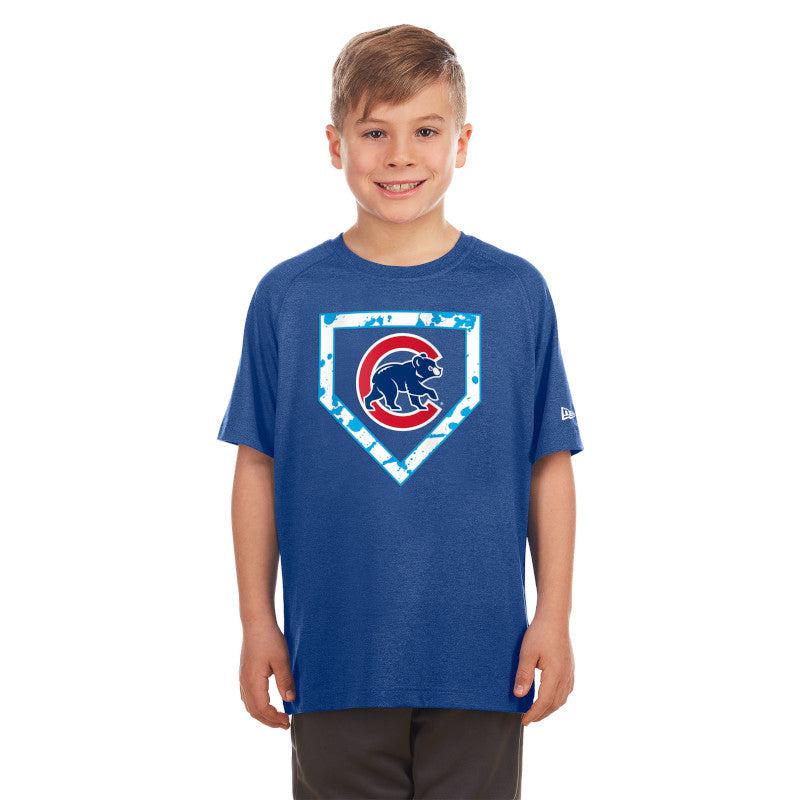CHICAGO CUBS NEW ERA YOUTH WALKING BEAR DIAMOND SPLATTER BLUE TEE