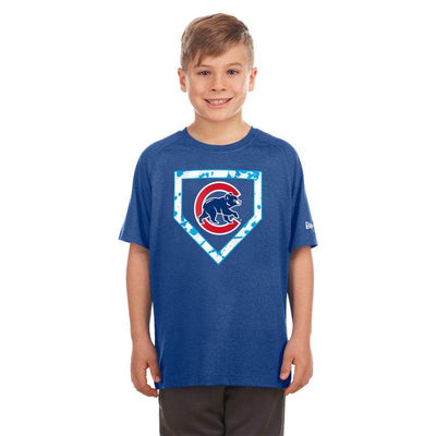 CHICAGO CUBS NEW ERA YOUTH WALKING BEAR DIAMOND SPLATTER BLUE TEE
