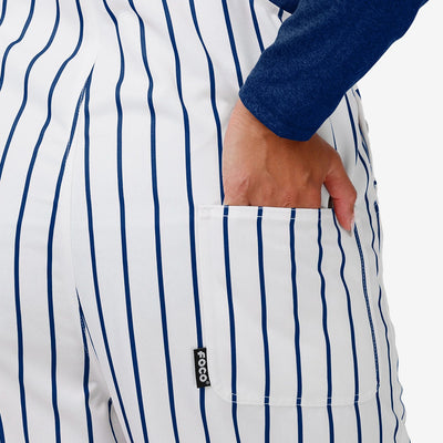 CHICAGO CUBS WOMEN'S BULLSEYE LOGO PINSTRIPE BIB OVERALLS