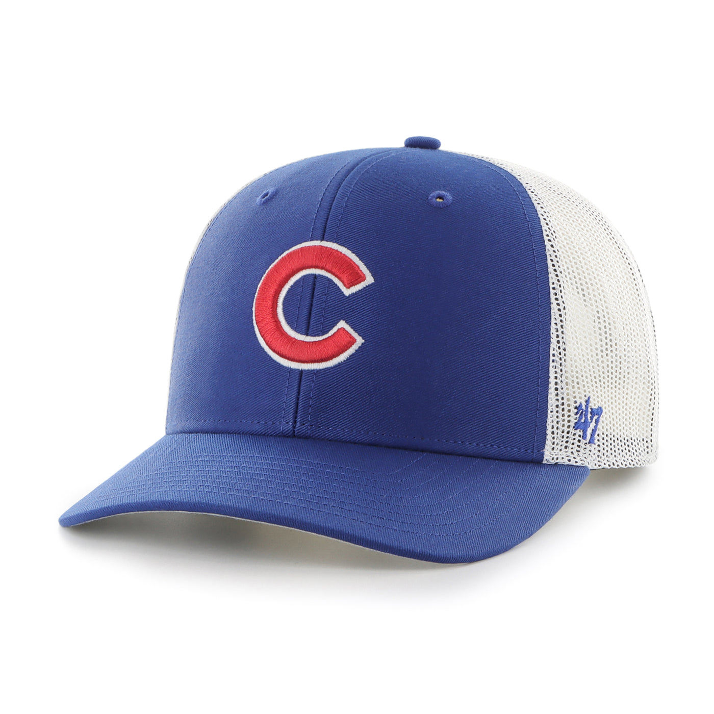CHICAGO CUBS '47 C LOGO ROYAL BLUE TRUCKER HAT