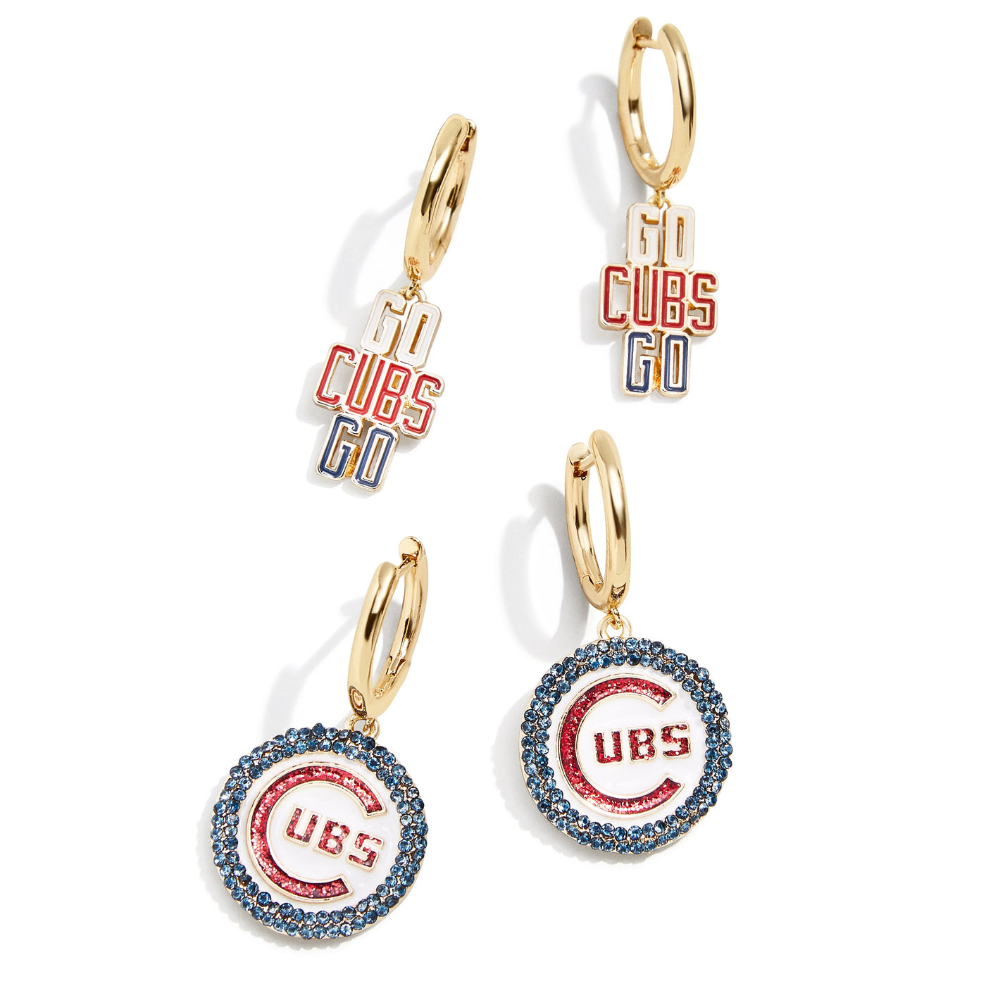 CHICAGO CUBS BAUBLE BAR GO CUBS GO TWO PIECE SET EARRINGS