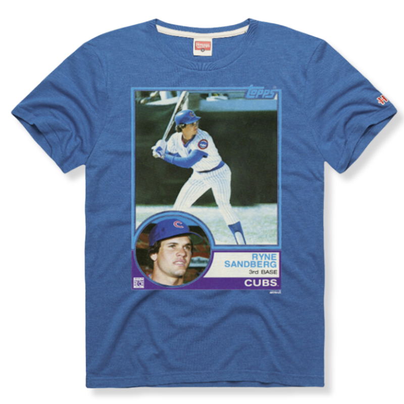Chicago Cubs Homage Men's Sandberg Rookie Card Tee by Homage Short Sleeve Tees HOMAGE