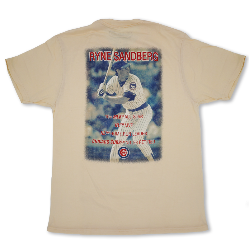Chicago Cubs Mitchell & Ness Men's Tan Ryne Sandberg Tee by Mitchell & Ness Short Sleeve Tees MITCHELL & NESS