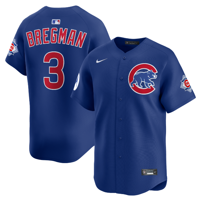 Chicago Cubs Alex Bregman Royal Blue Alternate 150th Anniversary Limited Jersey by Nike Jerseys Nike