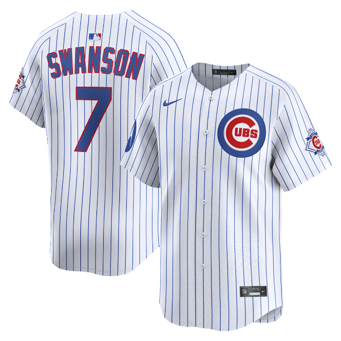 Chicago Cubs Dansby Swanson Home 150th Anniversary Limited Jersey by Nike Jersey Nike