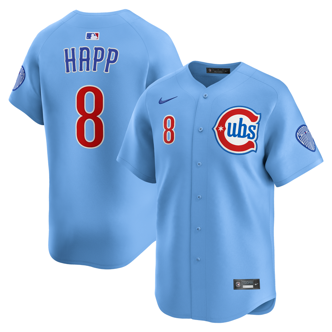 Chicago Cubs Ian Happ Blues Alternate Limited Baby Blue Jersey by Nike â Ivy Shop