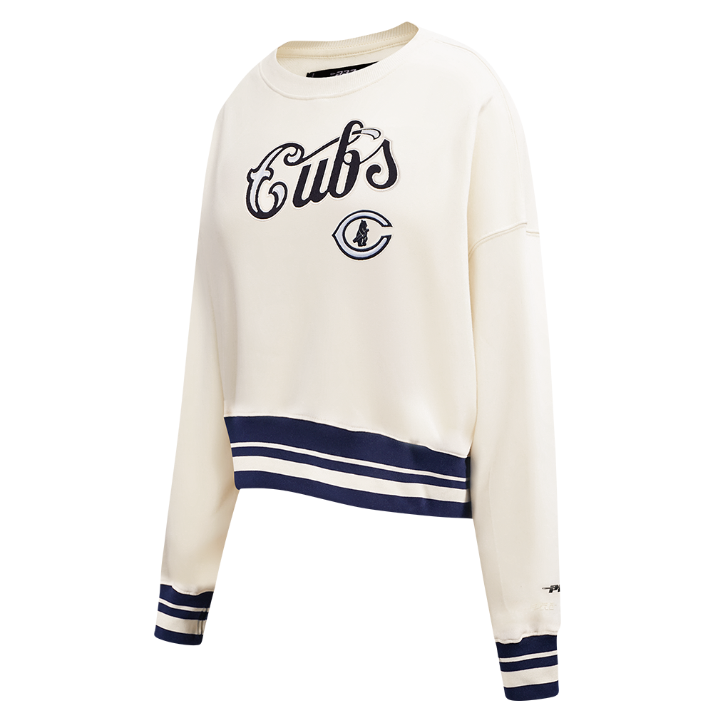 Chicago Cubs 1929 Logo Women's Cream Crewneck by Pro Standard Sweatshirts & Hoodies PRO STANDARD