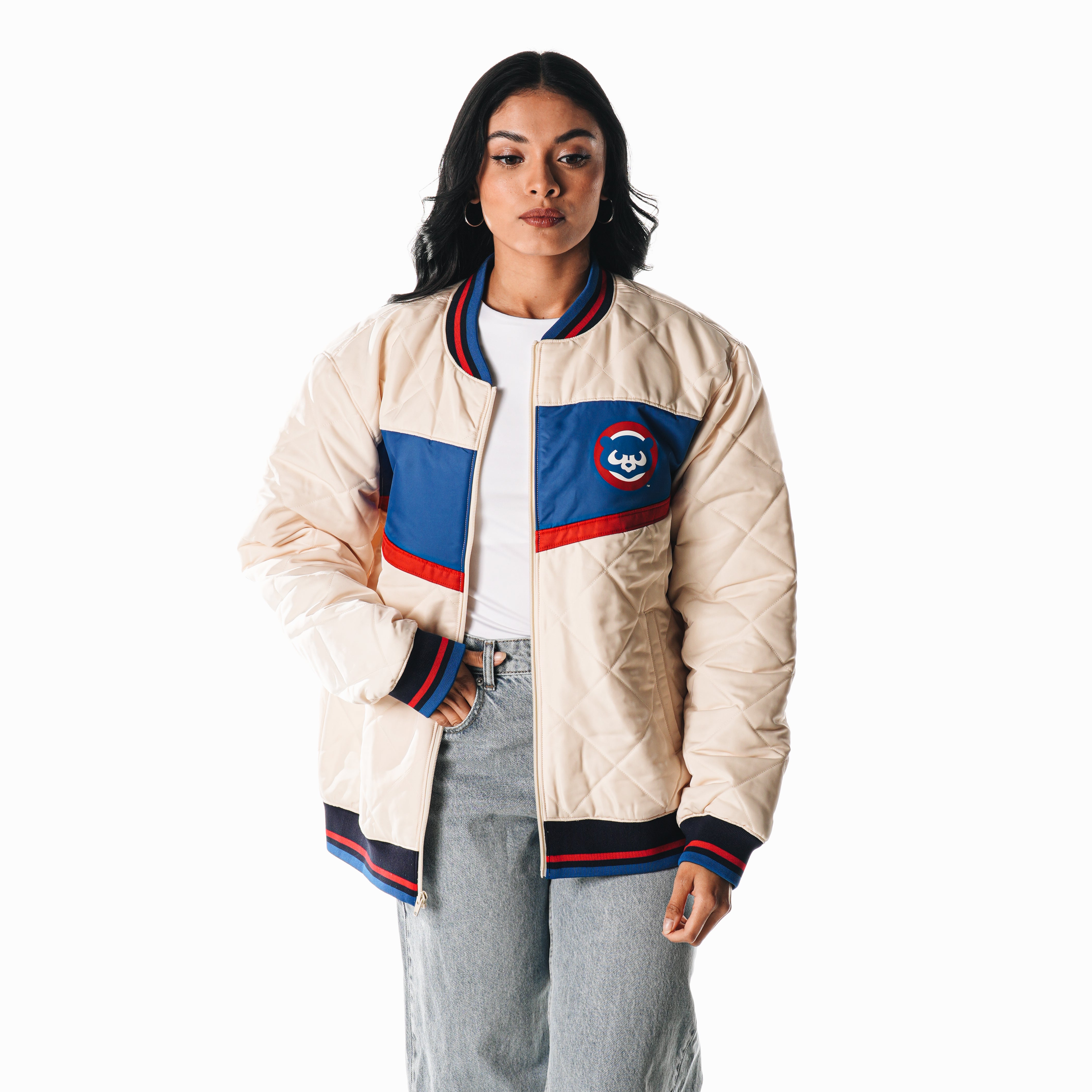 Chicago Cubs 1984 Women's Oversized Quilted Puffer Jacket by The
