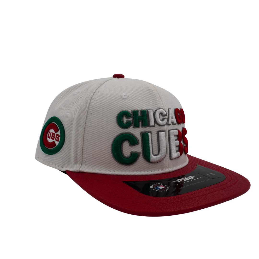 Chicago Cubs Mexico Flag Leather Adjustable Cap by Pro Standard - Ivy Shop