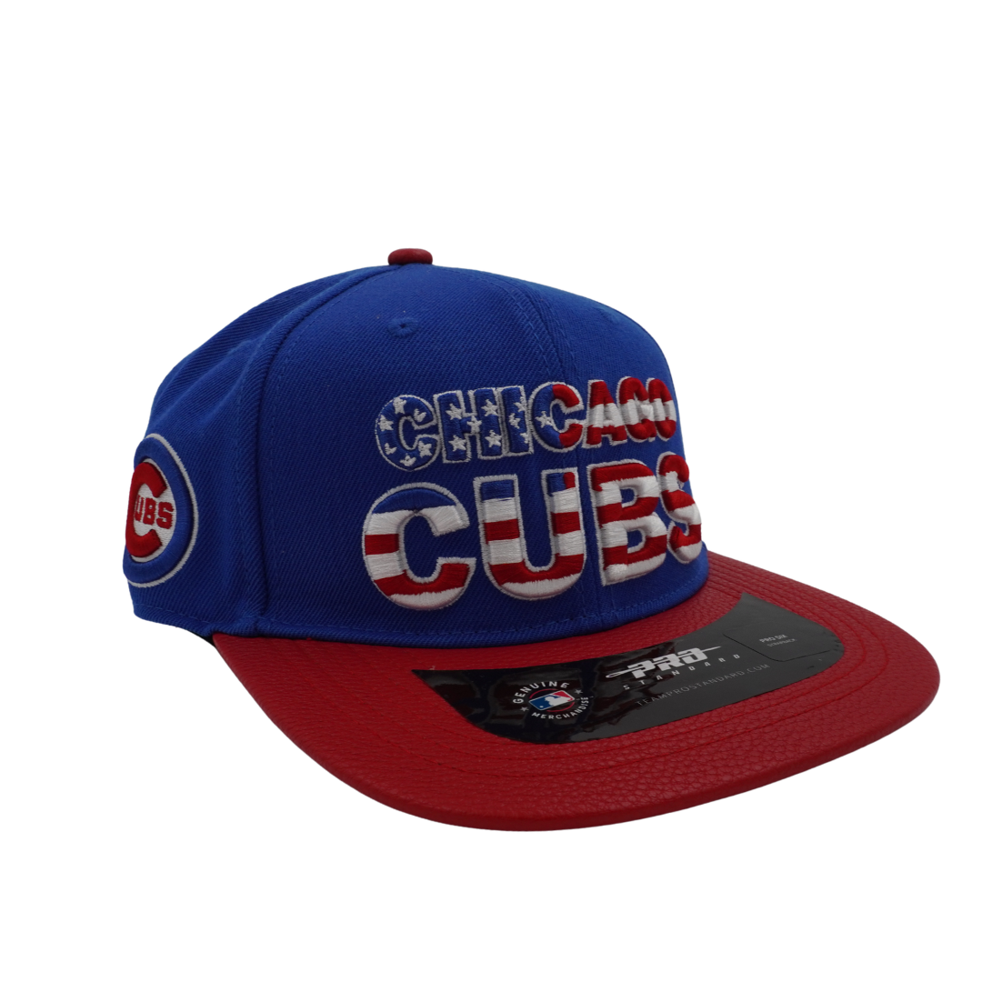 Chicago Cubs USA Flag Leather Adjustable Cap by Pro Standard - Ivy Shop