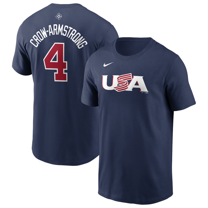Pete Crow-Armstrong USA Baseball Navy Adult Tee by Nike