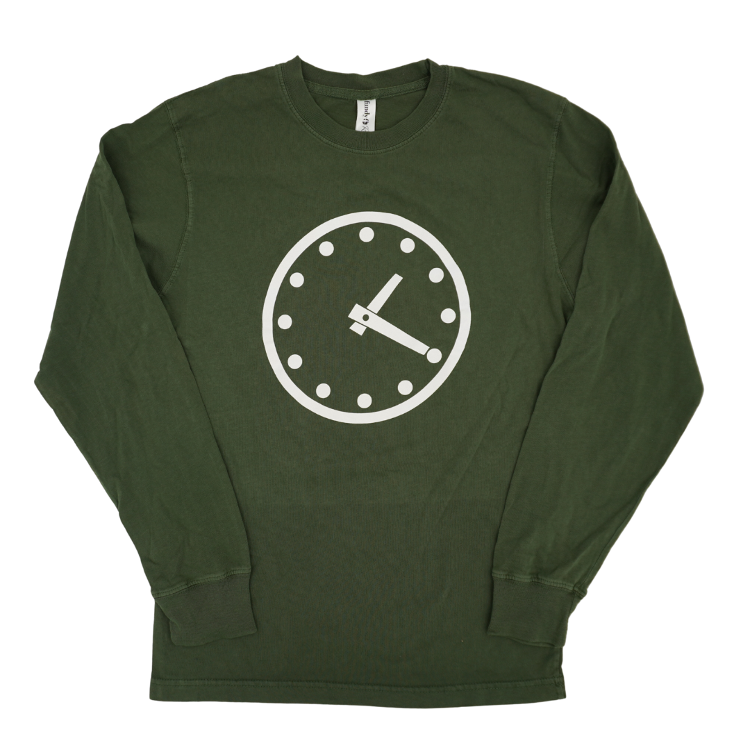 Wrigley Field Clock Long Sleeve T-Shirt - Hemp Green