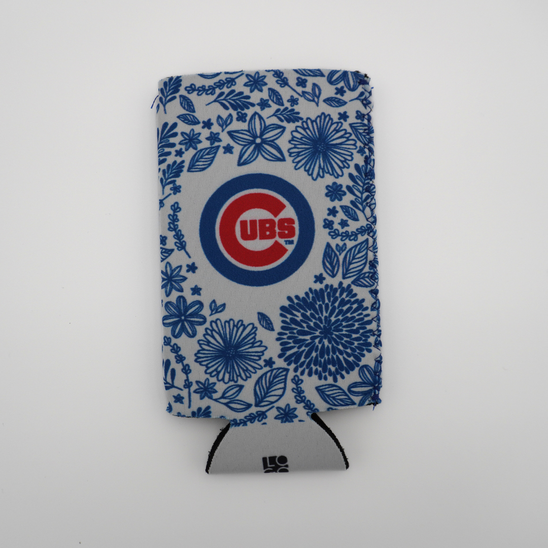 CHICAGO CUBS C LOGO FLORAL SLIM CAN KOOZIE