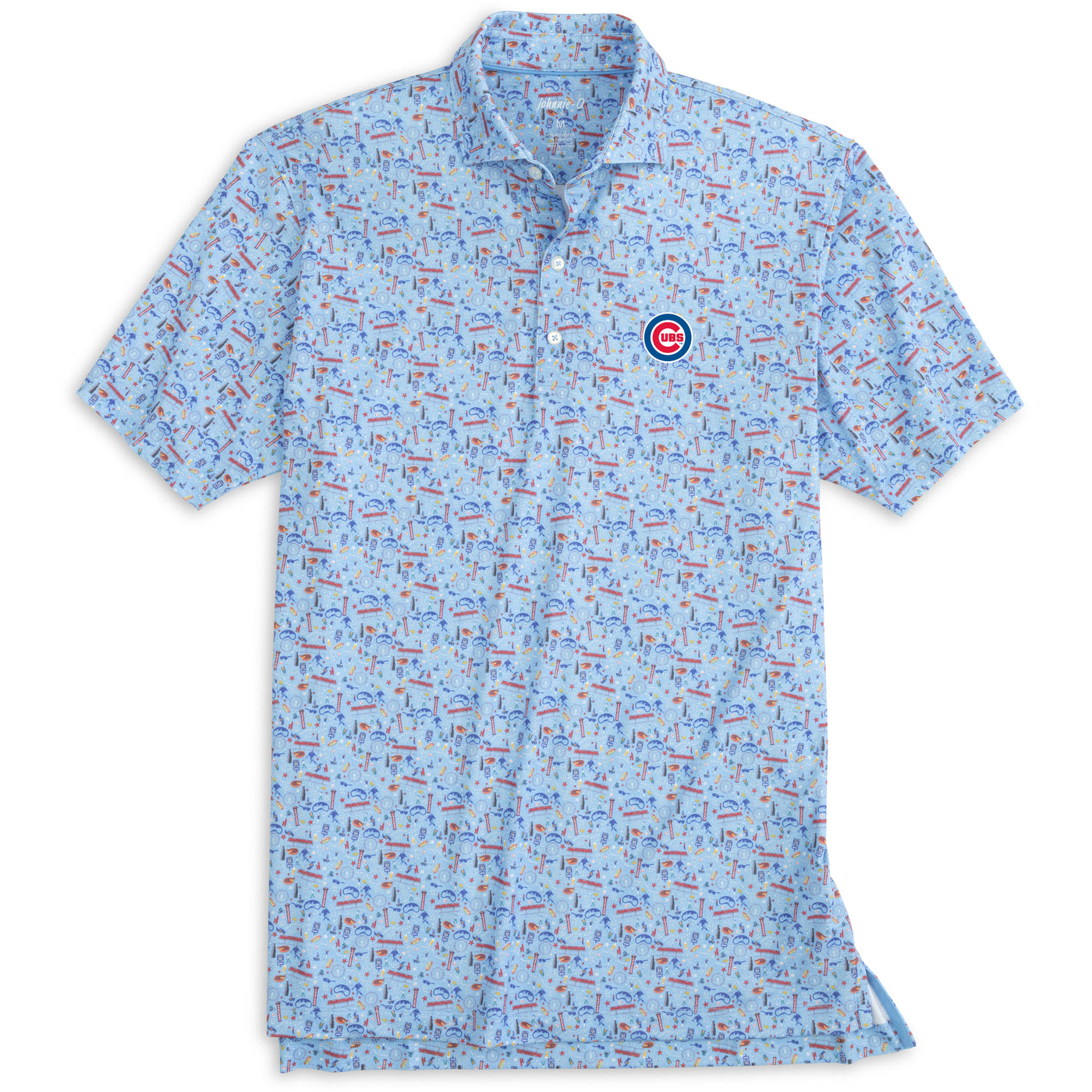 CHICAGO CUBS JOHNNIE O MEN'S BULLSEYE LOGO DESTINATION CHICAGO POLO